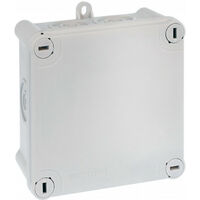 Eur Ohm – Boîte de dérivation 100x100x55 – Couvercle à vis 1/4 de tour – 7 entrées pour câbles jusqu'à 16mm – Pour ERP et chantiers humides