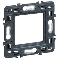 Legrand – Support pour interrupteur et prise 1 poste 2 modules – Fixation à vis – Support bi-matière pour rigidité renforcée – Compatible avec boîtes Batibox