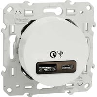 Odace - Prise affleurante + USB Type C 10.5W - blanc - Schneider - S520089