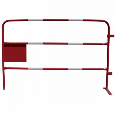 Moncoffrage – Barrière de chantier rouge et blanche 1425mm – 990mm de haut – 4 bandes réfléchissantes pour sécurité chantier – Conditionnement à l'unité