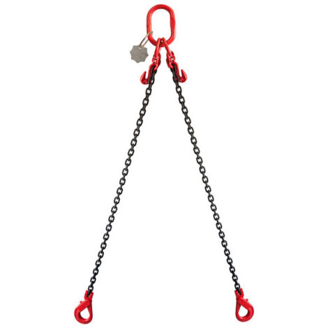 Élingue chaîne de levage 2 brins G80 maille Ø 10 mm long 4,00 ml (racc + crochet auto) CMU 4,41t