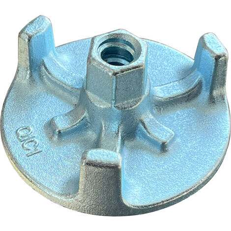 Moncoffrage – Écrou de coffrage acier forgé 3 ailettes – Base 110 mm pour tige filetée Ø 17 mm – Finition zinguée anti-corrosion