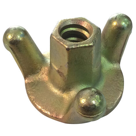 Moncoffrage – Écrou de coffrage acier forgé 3 ailettes – Base 80 mm – Tige ø 23 mm – Fixation pour tiges de coffrage 23 mm