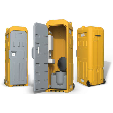 Moncoffrage – Toilette de chantier WC chimique avec lave-main – Réservoir 70L – Dimensions adaptées pour passage de portes – Polyéthylène résistant (1/5)