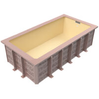 Piscine moins de 10m2 (4.5 x 2.20 m) - H. 1m - structure marron - liner sable - motif zèbre