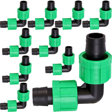 Hydrogarden Lot De 10 Coudes Raccord Verrouillage Universel Irrigation Goutte à Goutte 16-17 Mm - Compatible Tous Tubes