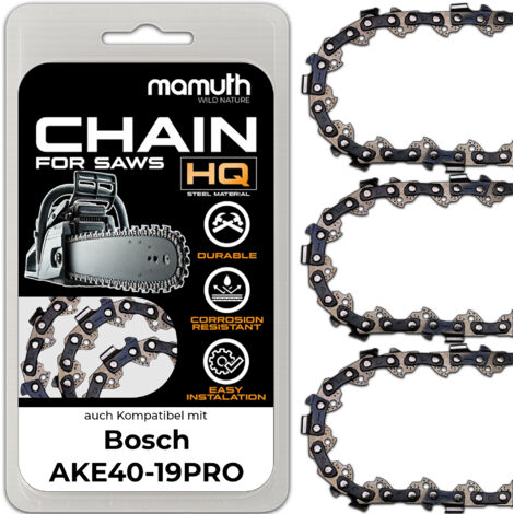 3x Chaîne de tronçonneuse 40cm 1,1mm 3,8" 57TG pour Bosch AKE40-19PRO (1/4)