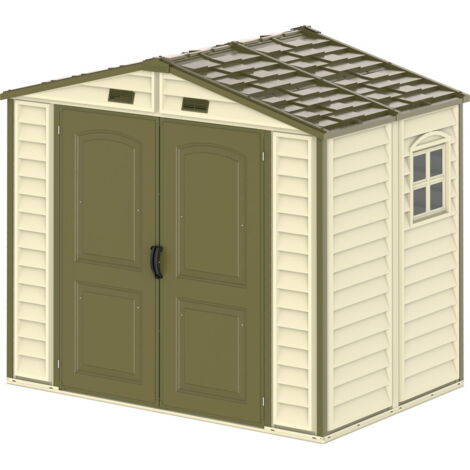 Abri de jardin résine 4,13m² – Dimensions L 246 x P 168 x H 220 cm – Kit fondation avec 1 fenêtre – Résistant aux intempéries – Duramax