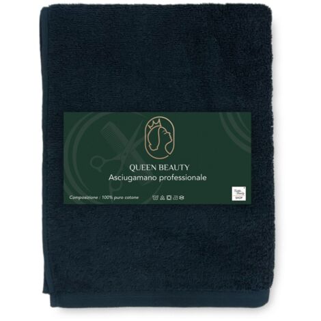 SERVIETTE SERVIETTE ÉPONGE ÉPONGE NOIR Coiffeur CM. 60X100 Reine Beauté