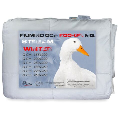 VESTE EN DUVET D'OIE Stream 500 GR. 80% PLUME D'OIE 20% DUVET D'OIE Bicolore Cm. 155X200