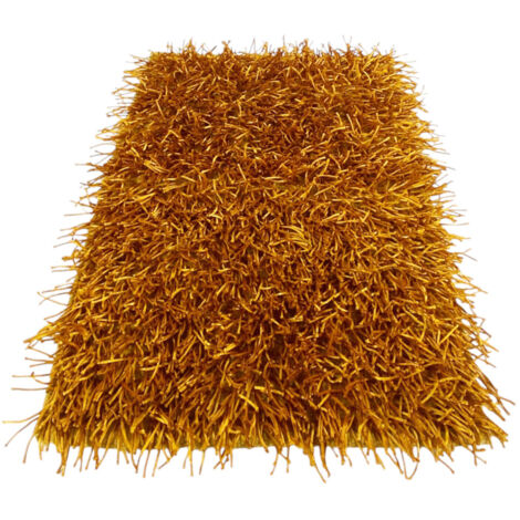 Tapis Shaggy ocre moderne - Velours de 6 cm de long - Antidérapant, 12 tailles - Noué à la main, robuste et sophistiqué Cm. 120x180