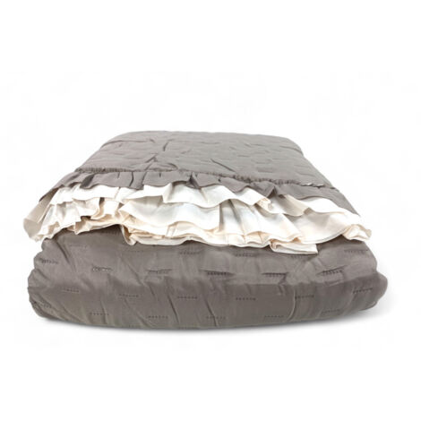 Couvre-lit Piqué 100% Coton Sofia Design - Taille Lit Double 260x280 Cm, Gris, Fabriqué En Italie - 9