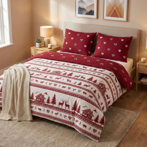 HOUSSE DE COUETTE TYROLIENNE DIS. MONTAGNE VALGARDENA Cm. 200X200