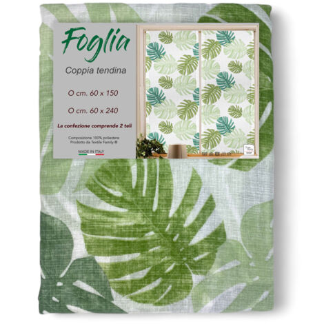 Paire de rideaux en verre GREEN LEAF large cm. 60 de Fenêtre et porte LA PAIRE (2 RIDEAUX) CM. 60X240 (1/5)