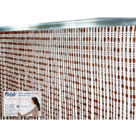 PABLO © TENT avec perles anti-insectes BROWN en pvc anti-bruit avec tige METAL Cm. 120x220