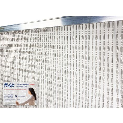 Tex Family – Rideau perlin anti-insectes gris en PVC – Tige métal ultra-résistante – Dimensions 100x220 cm – Absorption sonore