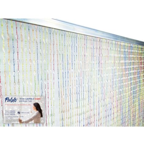 PABLO TENT © avec perles anti-insectes MULTICOLORed en PVC anti-bruit avec tige METAL Cm. 120x220