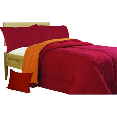 COUETTE COUETTE BX UNIE COULEUR BORDEAUX - ORANGE double face HIVER 350 GR. AVEC FEDERA ARREDO Lit Double 2 PLACES cm. 260x260