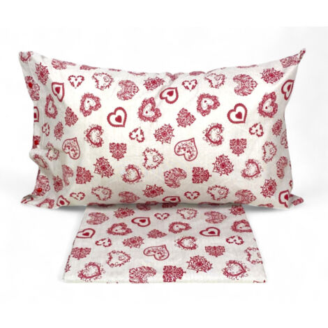 Housse de couette Miros Red Heart – 100 % coton tyrolien Made in Italy – Coeurs des deux côtés Cm. 155X200 (1/5)