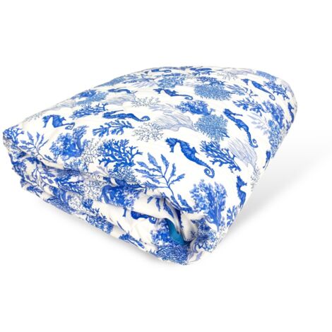 Quilté COUVRE-LIT HIPPOCAMPES HIPPOCAMPE BLEU Fabriqué en Italie SINGLE 1 PLACE