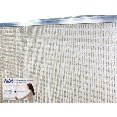 PABLO © TENT avec perles anti-insectes BEIGE en pvc anti-bruit avec tige METAL Cm. 100x220