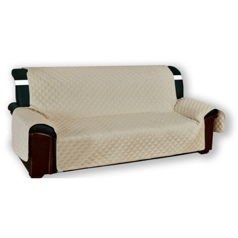 Housse de canapé matelassée Vivy Beige Ecru - Protecteur de canapé avec accoudoirs - Polyester lavable, antidérapant 1 PLACE, siège cm. 60