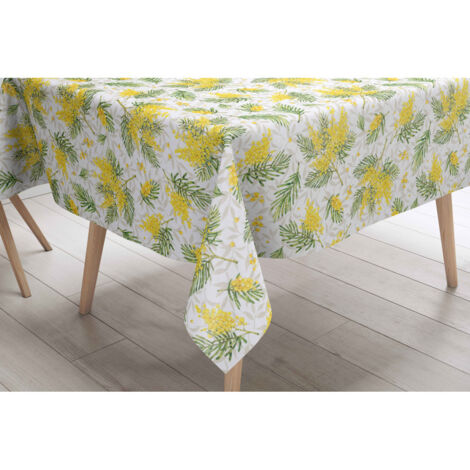Nappe LIMA Mimosa – Toile cirée plastifiée PVC lavable effet lin – Made in Italy Cm. 140x220 x8 personnes