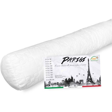 Tex Family – Coussin traversin cylindrique 40 cm – 80% mémoire de forme – Lavable en machine – Fabriqué en Italie – Certification OEKO-TEX