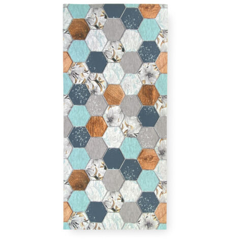 Tapis de cuisine Runner antidérapant lavable Oriente Blu - Chemin de cuisine moderne, facile à nettoyer, fabriqué en Italie Cm. 50x160