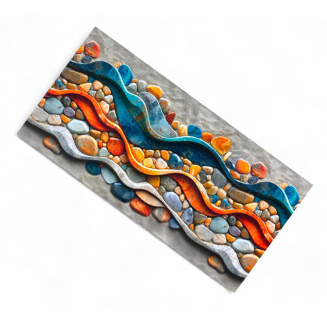 Tapis de cuisine antidérapant Runner - motif Sea Sassi coloré - Fabriqué en Italie, ultra fin et lavable Cm. 50x480