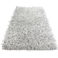 Tapis Shaggy blanc moderne - Velours 6 cm de long - Antidérapant, 12 tailles - Noué à la main, doux et résistant Cm. 160x230