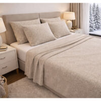 COMPLET Winter Sheet Sweatshirt en FLANNEL Anti-Pilling BOY beige en Pur Cotton Doubles carrés