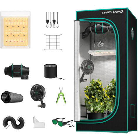 Mars Hydro Growbox Komplettset 60x60x140cm LED 100W LED-Wachstumslicht mit Ventilation Clip on fan fü für Zimmerpflanzen