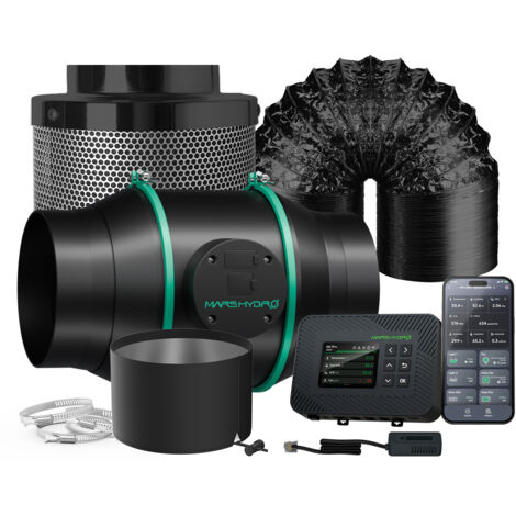 Mars Hydro iControl Smart Controller 6" (150 mm) Inline-Rohrventilator und Aktivkohlefilter-Kombinationssystem