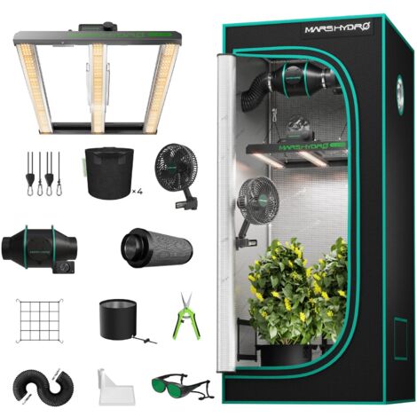 FC-E1500 Kit komplettes Kulturzelt, komplettes Spektrum - Kulturlampe mit variabler Intensität mit Kulturzelt 80 x 80 x 160 cm - Innenkulturkit mit 4" Belüftung MARS HYDRO
