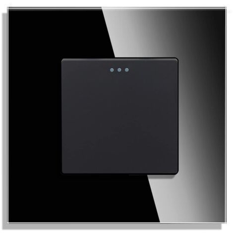 [PRODUIT RECONDITIONNE] Interrupteur à bascule CNBINGO avec points fluorescents, plaque murale en verre noir, 1 voie, 10A 250V