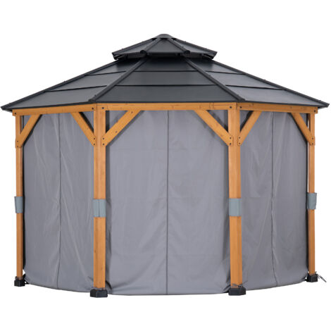 Rideau pour tonnelle en bois de cèdre 395cm x 395cm (1/5)