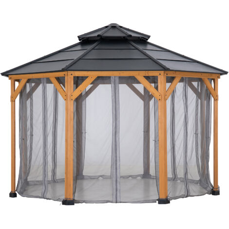 Filet pour tonnelle en bois de cèdre 395cm x 395cm (1/5)