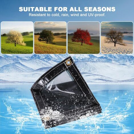 Lona Impermeable Con Ojales De 3 X 3 M, Lona Transparente, Para Balcón, Cortavientos/areneros, Para Exteriores, Muebles De Jardín, Para Jaula De Conejo/jardín De Invierno