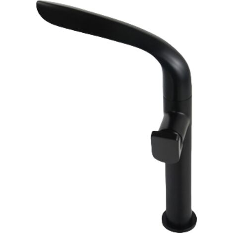 Grifo para lavabo de baño, mezclador de latón dorado, monomando, agua caliente y fría (alta), color negro (1/4)
