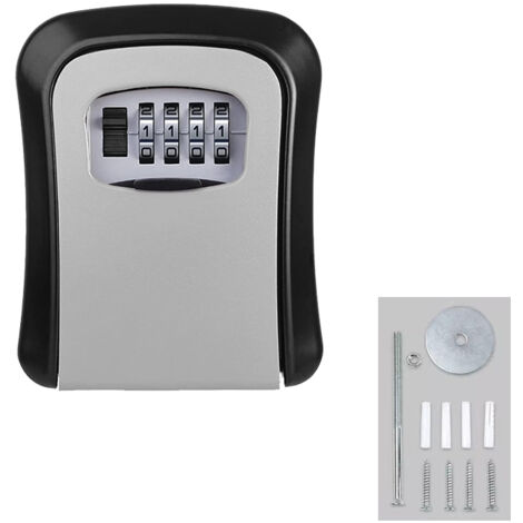 Caja de seguridad para llaves, para exteriores, de pared, con código de 4 dígitos, gris (1/5)