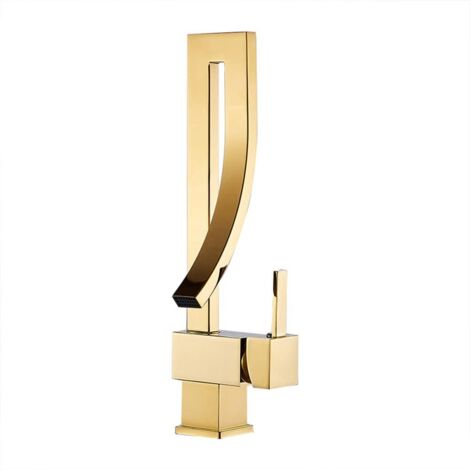 Grifo de baño giratorio de 360°, mezclador monomando de latón para lavabo, estilo moderno, color negro (1/4)