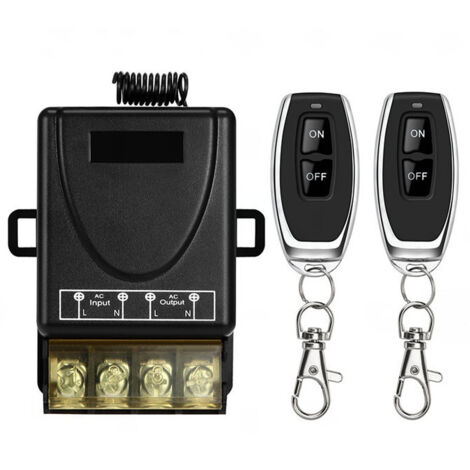 Interruptor de control remoto inalámbrico de 433 MHz, con radiofrecuencia, CC 12 V, 24 V, 36 V, 48 V, 12 V-75 V, 40 A, receptor de relé y 2 transmisores, llavero para iluminación, bombas de agua y ele (1/5)