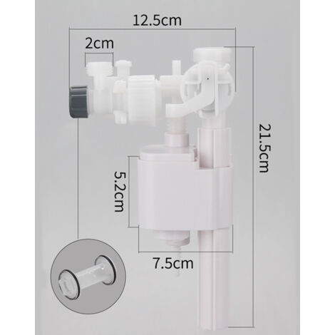 Válvula De Llenado Para Cisterna De Inodoro De Entrada Lateral - Altura De Flotador Ajustable, Material ABS - Reemplazo Fácil, Compatible Con Tubería De Plástico O Cobre