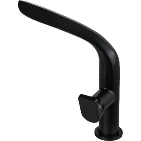 Grifo para lavabo de baño, mezclador de latón dorado, monomando, agua caliente y fría (corto), color negro (1/3)