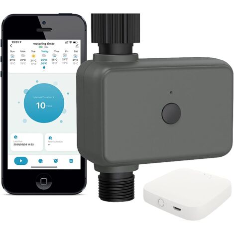 Temporizador de agua inteligente, manguera de jardín con programación de riego/retraso por lluvia/sistema de riego manual