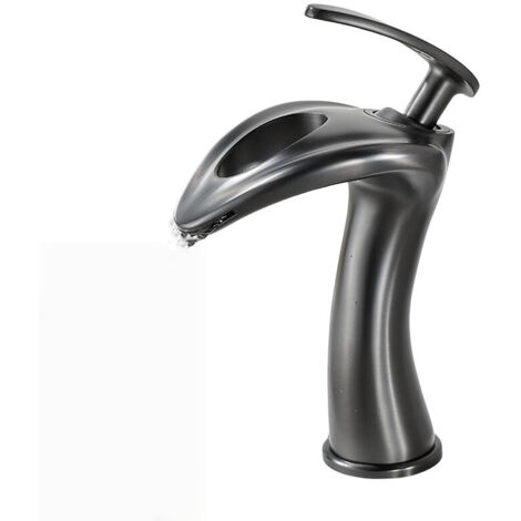 Grifo monomando para baño, cascada, de latón, color gris plomo. (1/5)