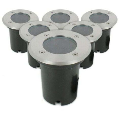 Juego de 6 focos empotrables de suelo - Acero inoxidable 304 - GU10 - IP67