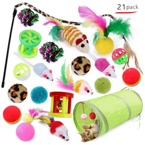 Juguetes para gatos, juguetes para gatos, juguetes para gatos y gatitos, 21 piezas (el estilo de la imagen se enviará al azar)