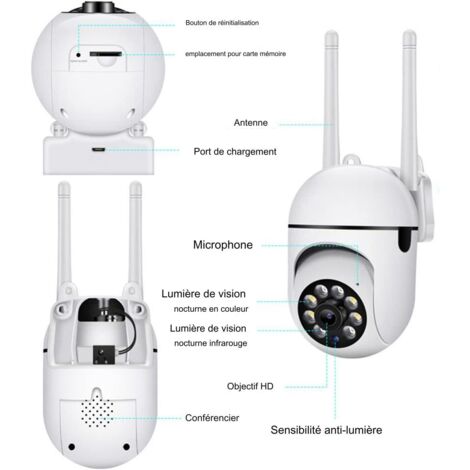 CZEview 4K 8MP Camera Surveillance WiFi Extérieure Solaire sans Fil, System d'Alarme, 360° Caméra Exterieure Batterie, Détection Mouvement, Vision Nocturne en Couleur (4K 8MP Blanche